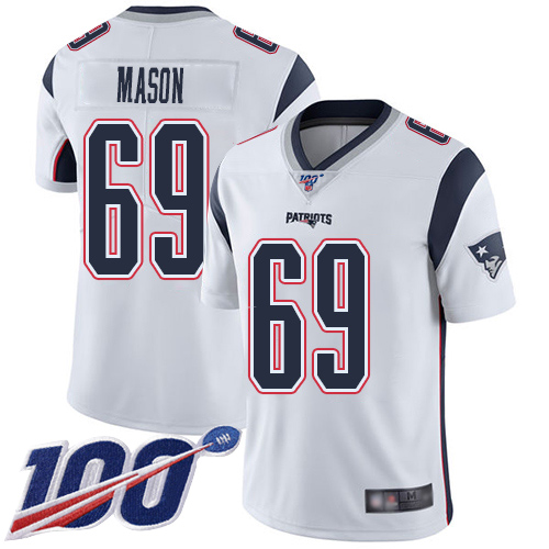 New England Patriots Football #69 Vapor Untouchable 100th Season Limited White Men Shaq Mason Road NFL Jersey